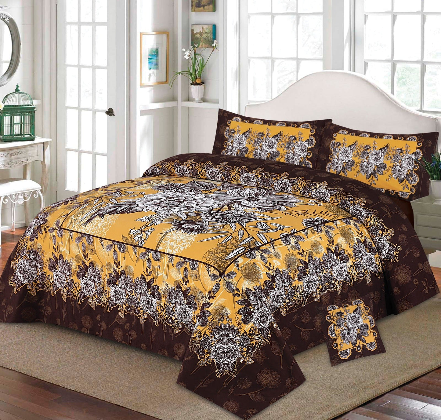 3D PANAL BEDSHEET CRYSTAL COTTON 4Pcs