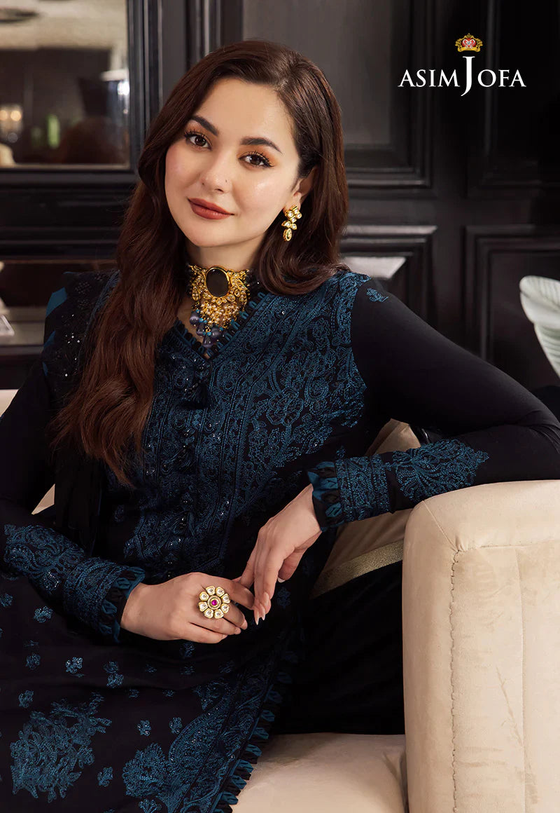 ASIM JOFA BLACK UNSTITCHED EMBROIDERED THREE PIECE SP-1020