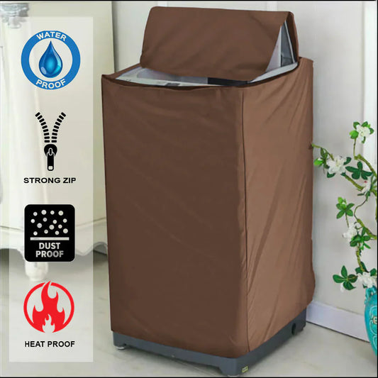 Waterproof Top Loaded Washing Machine Cover  & Dryer Cover (Brown Color)