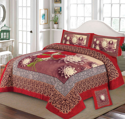 3D PANAL BEDSHEET CRYSTAL COTTON 4Pcs