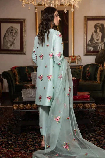 Unstitch 3pc Sahmooz Silk Fully Embroidered Suit With Organza Dupatta