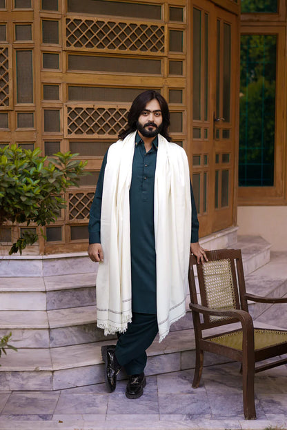 Mens Shawl | White
