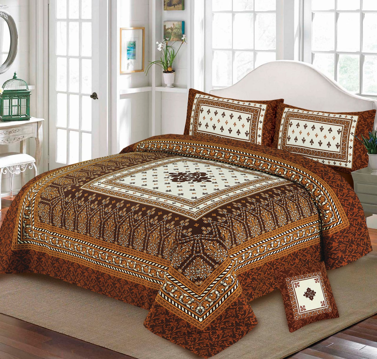 3D PANAL BEDSHEET CRYSTAL COTTON 4Pcs