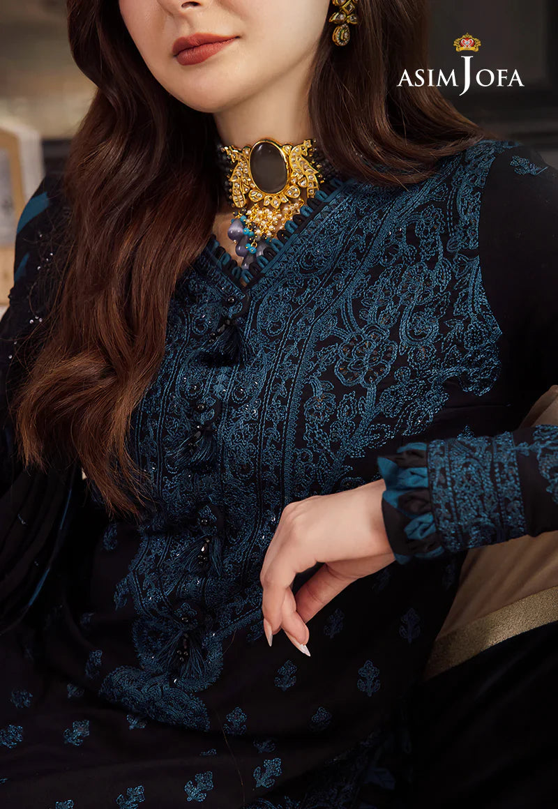 ASIM JOFA BLACK UNSTITCHED EMBROIDERED THREE PIECE SP-1020