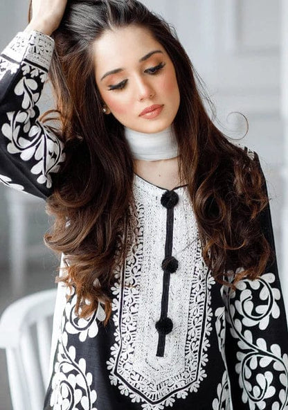 Unstitched 3pc Heavy Embroidered Linen Suit with Full Embroidered Chiffon Dupatta
